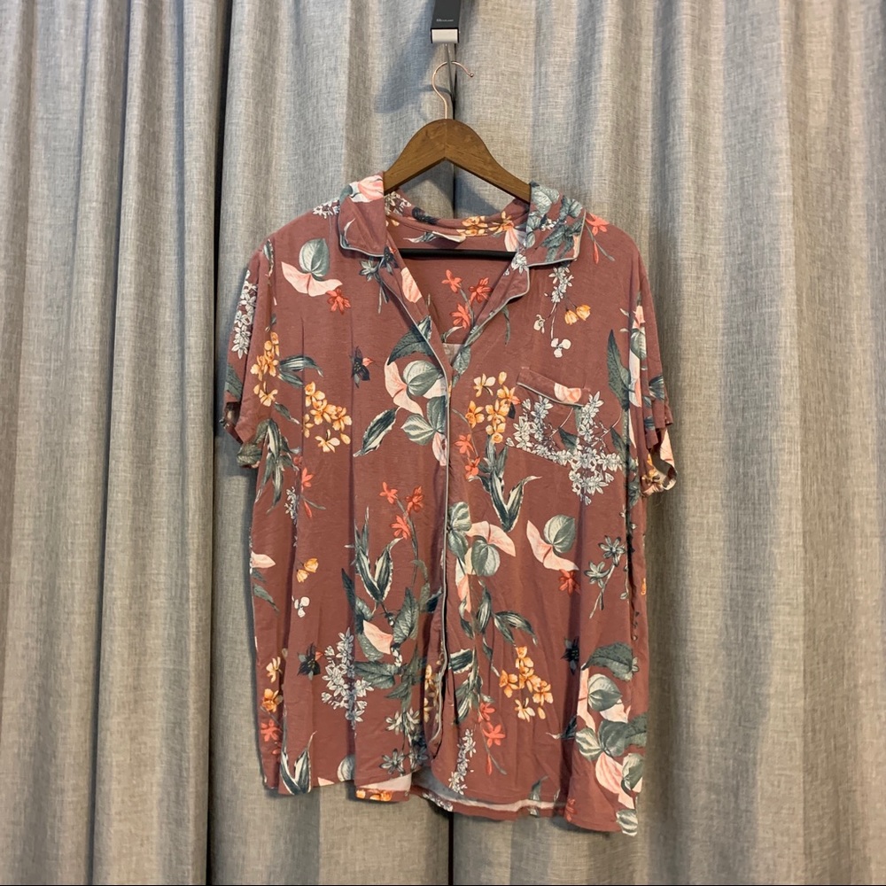 PS-LS1 Mauve Floral Pajama Set With Pants & Shorts